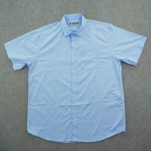 Dixxon Shirt Mens Extra Large Blue Button Up Performance Bamboo Short Sleeve